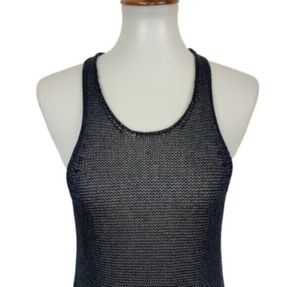 Vince Crochet Tank Top Small Navy Minimalist Classic Summer Resort - Picture 2 of 8